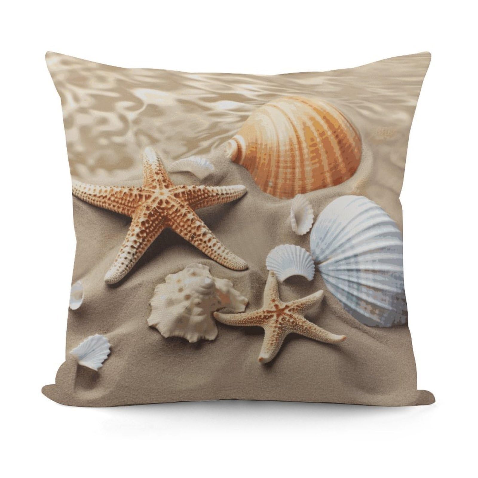 Adfgyerh Style Sea Shell Starfish Decorative Pillow Covers, Throw Pillow Covers Soft For All Seasons, Pillowcases For Couch Living Room Sofa Bedroom 18X18 Inch