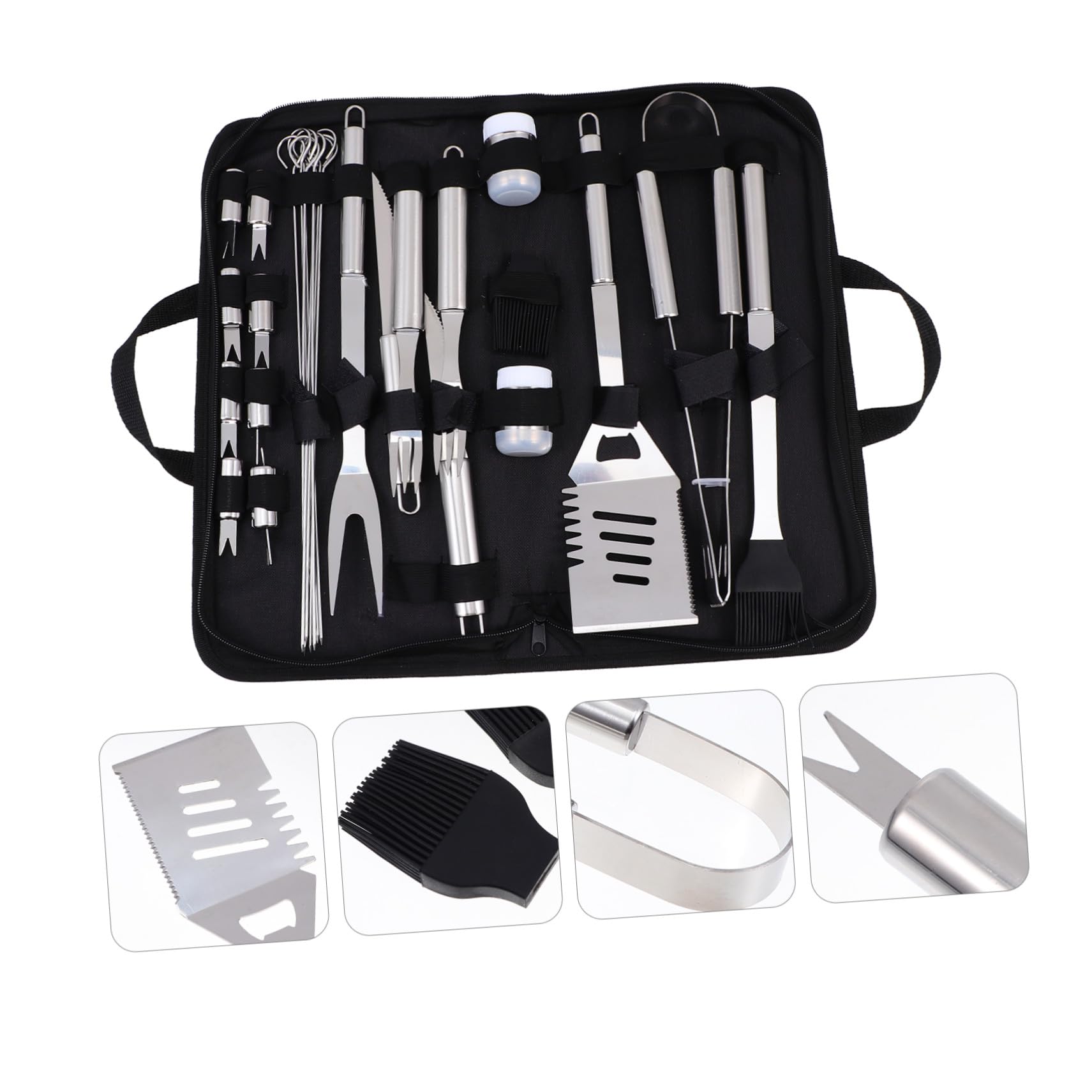 GALPADA Teiliges BBQ Grillbesteck aus Edelstahl Langlebig und Sicher Inklusive Grillzange Hitzebeständig mit Tragbarer Oxford Tasche für Outdoor Grillen Camping und Party