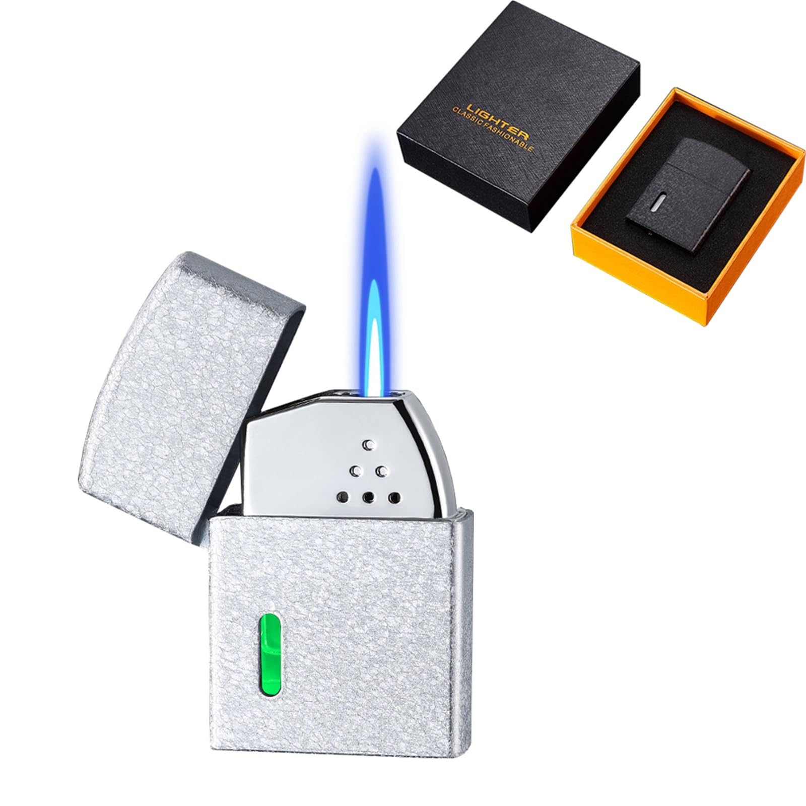 Briquet butane coupe-vent flamme bleue rechargeable à activation vocale quatre modes d'allumage