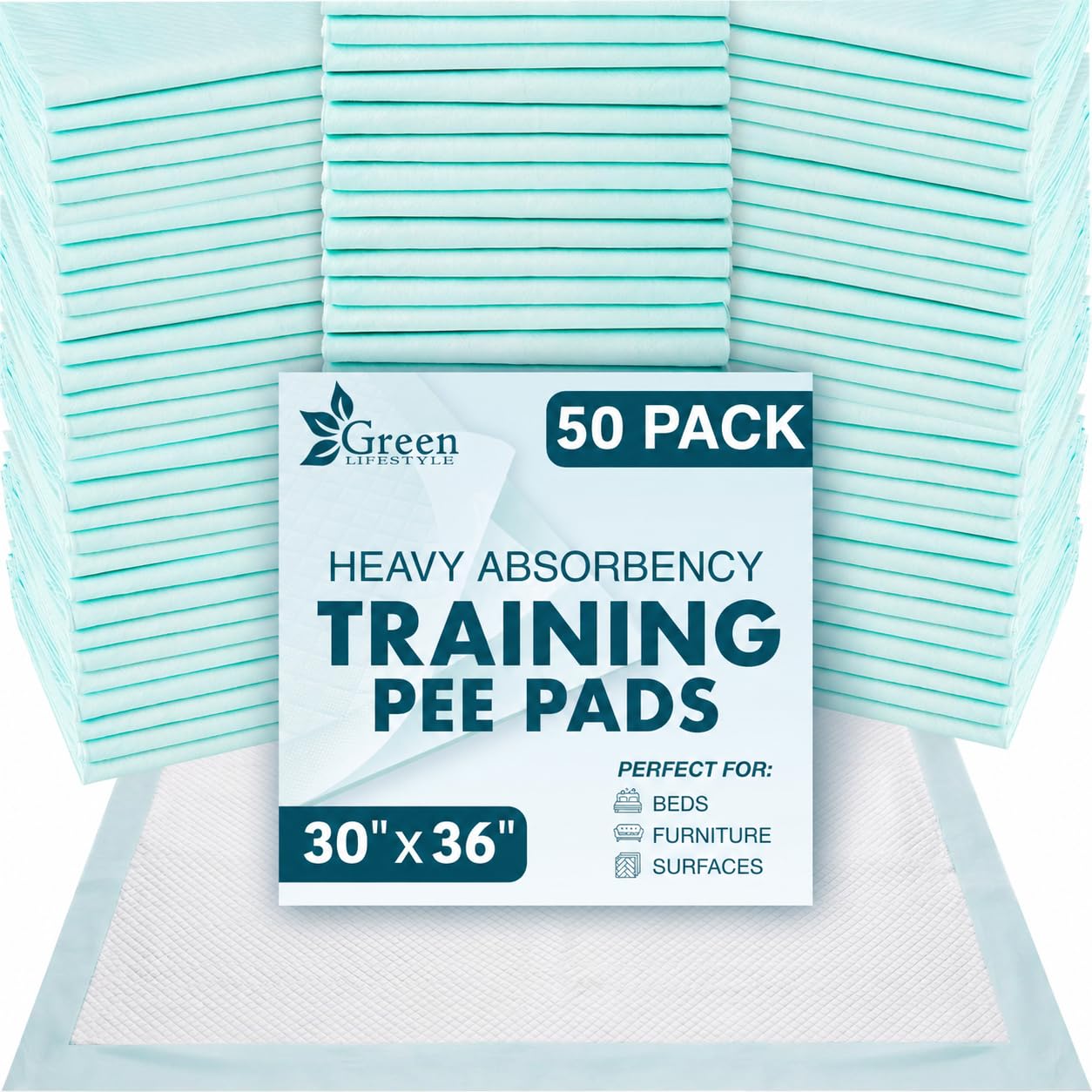 GREEN LIFESTYLE Underpads - Pet Training Pads for Dogs, Cats, Bunny, Chucks Pads for Adults, for use as Incontinence Bed Pads, Seniors Bed Pad (Pack of 100 - 36x36)
