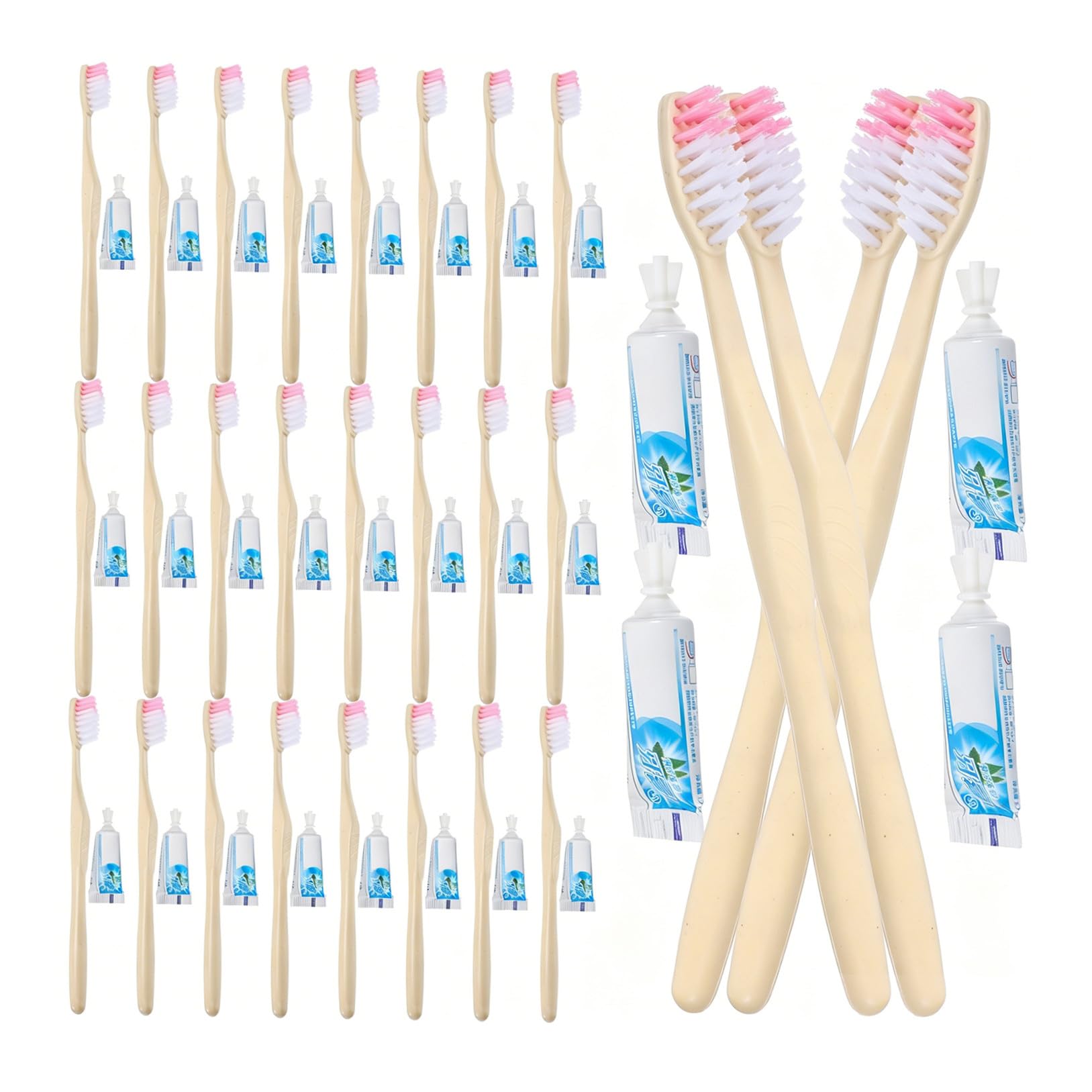 Set Spazzolini Monouso con Dentifricio 100 Pezzi in Plastico | Viaggio e Gita, Confezione Singola, Accessorio Incluso, Soluzione Pratica per Hotel e Cortesia Stile Casuale