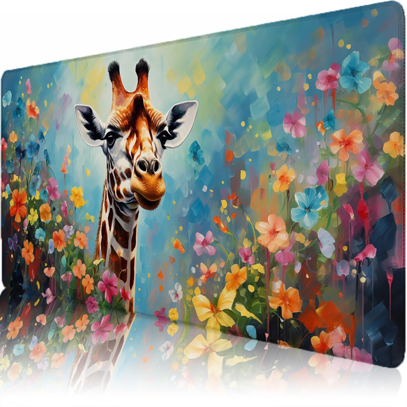 Alfombrilla Ratón XXL 1200 x 600 x 3 mm, Alfombrilla Escritorio, Jirafa Grande Protector de Mesa con Base de Goma Antideslizante y Bordes Cosidos, Impermeable, para Oficina, PC, Gaming (Flor) L-x8748