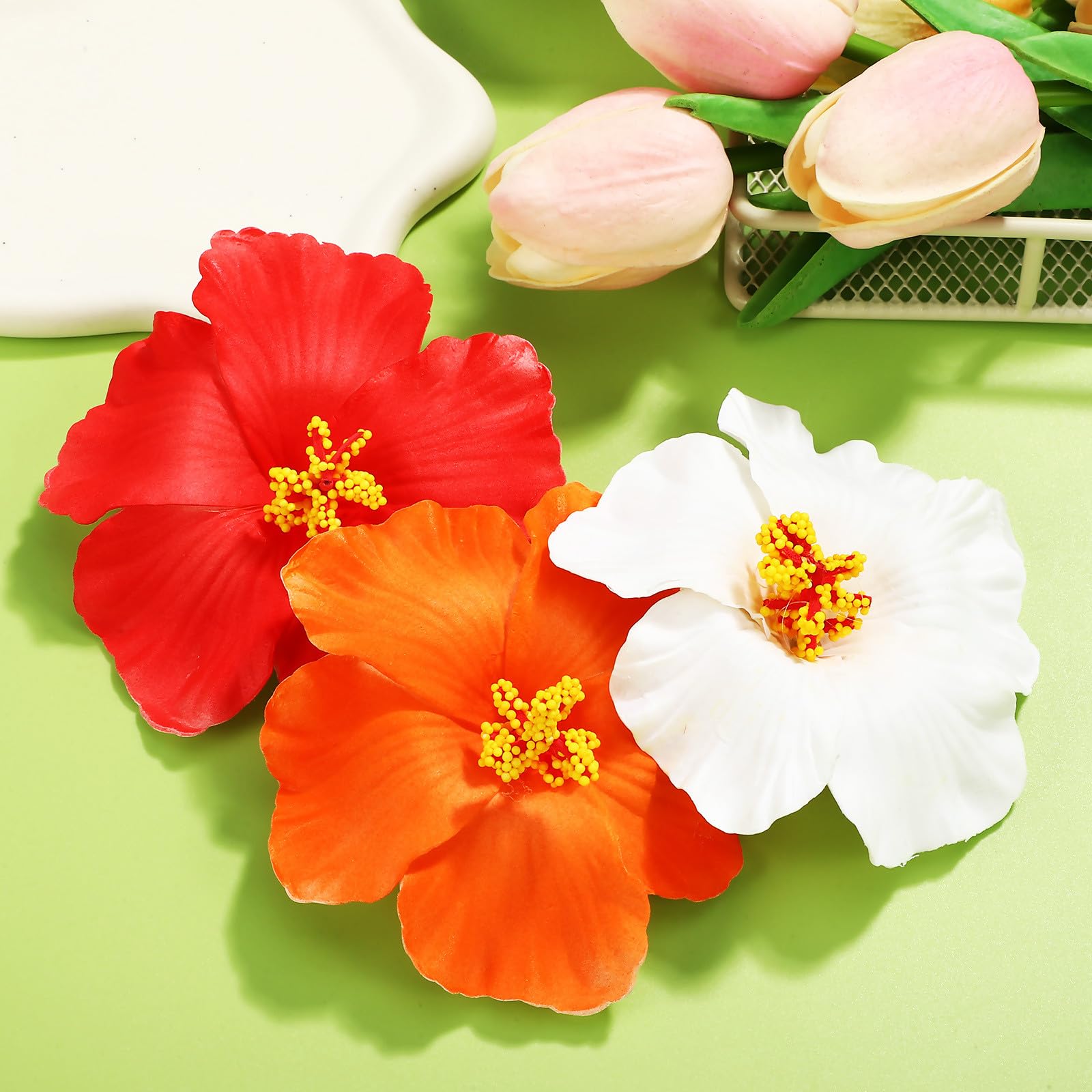 NUOBESTY Pinzas para el Cabello con Flores Set de 3 Unidades en y Accesorios con Flores para Mujeres y Niñas Decoración Veraniega para Fiestas y Vacaciones
