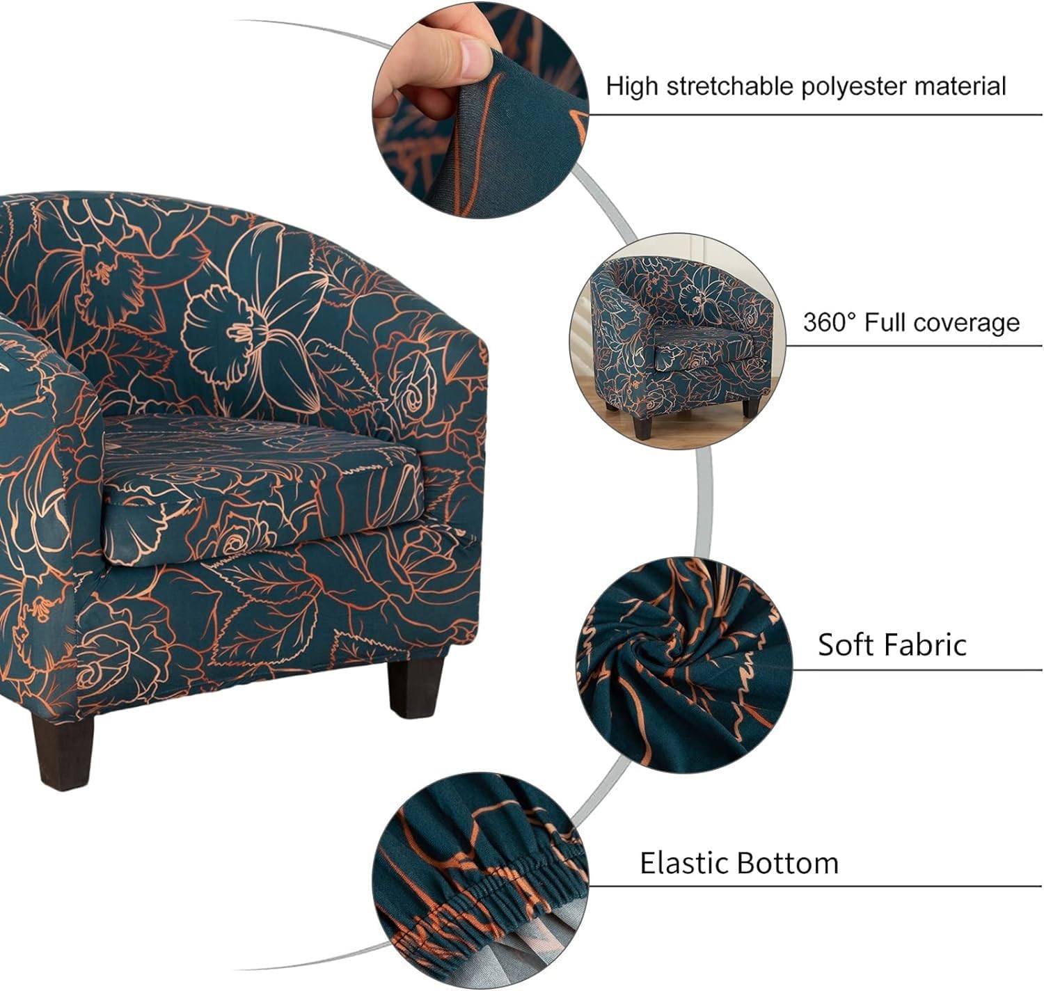 Copripoltrona Chesterfield Elasticizzato - 1 Posto, Antiscivolo, Lavabile, Per Sedia Da Club, Design Stampato - Foto 2