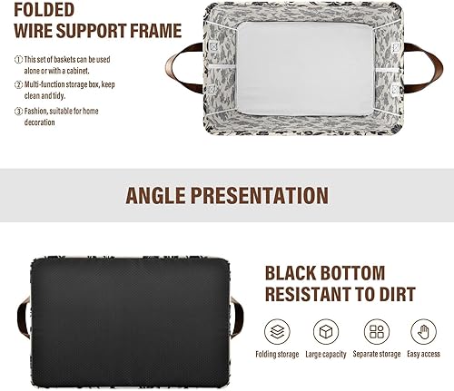 Miniatura 4 de Victorian Hand Sketch Flowers Large Storage Baskets Storage Containers with Handles Book and Clothes Living Room for Organizing Closet Shelf cajas