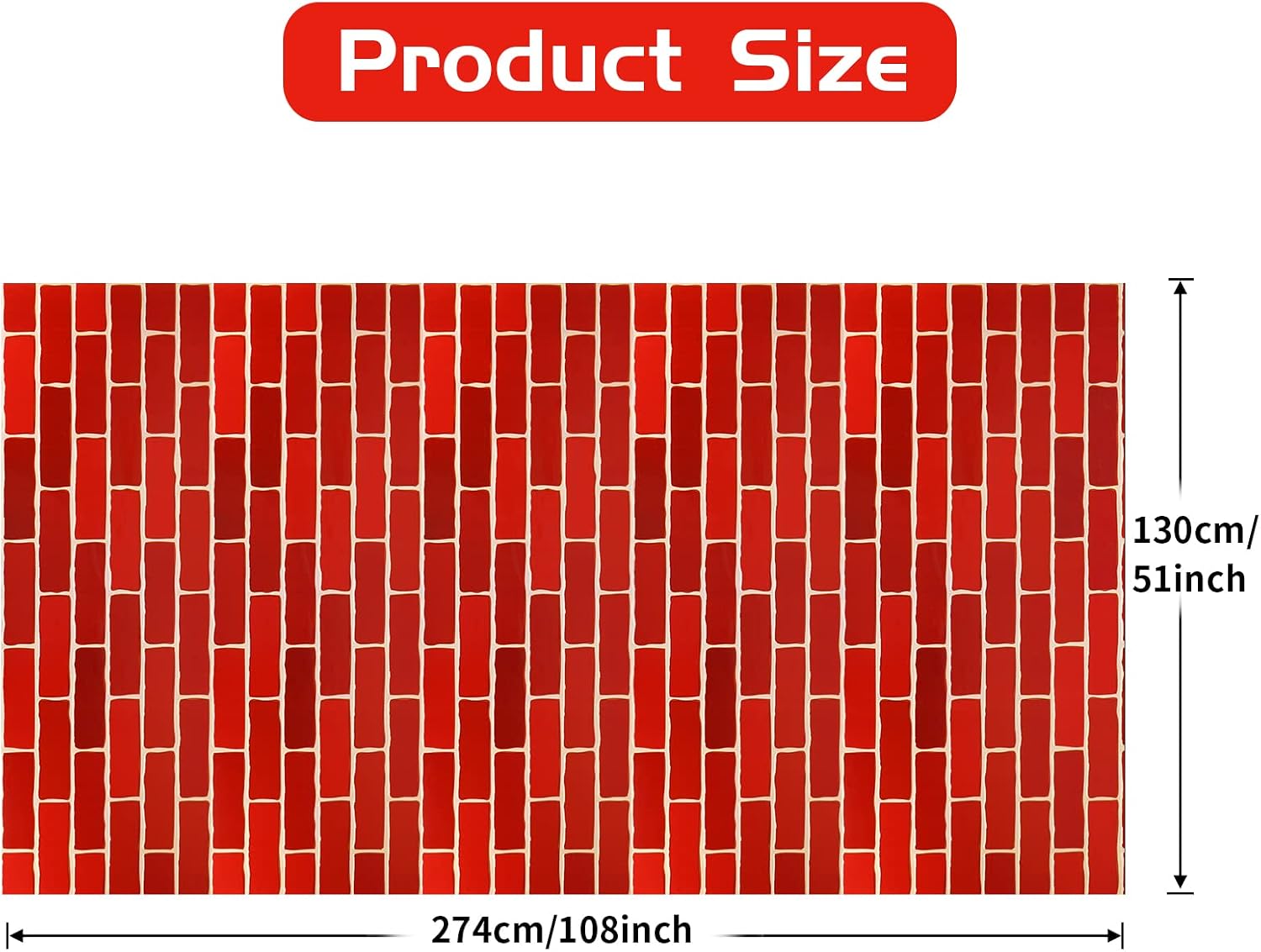 PHOGARY 3pcs 4.26 x 9 feet Red Brick Tablecloth, Stone Wall Backdrop for Party Decorations, Plastic Rectangular Table Covers, Realistic Photo Brick Decal Background for Halloween Christmas