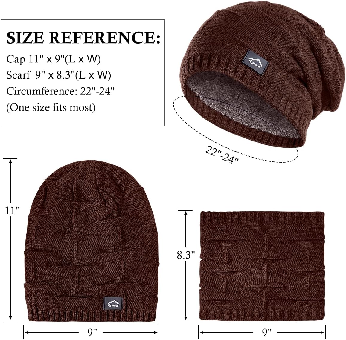 Winter Beanie Hat Scarf Touchscreen Glove Set for Men Women,Slouchy Knit Ski Cap Neck Warmer with Fleece Lined for Unisex - Image 6