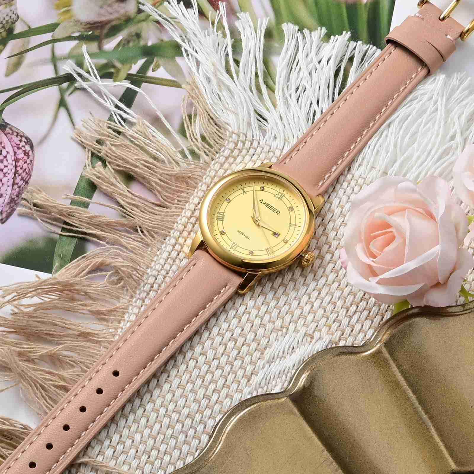 Anbeer Cinturino piatto sottile elegante in vera pelle,Cinturino di ricambio a sgancio rapido per le donne, scelte di dimensioni multiple