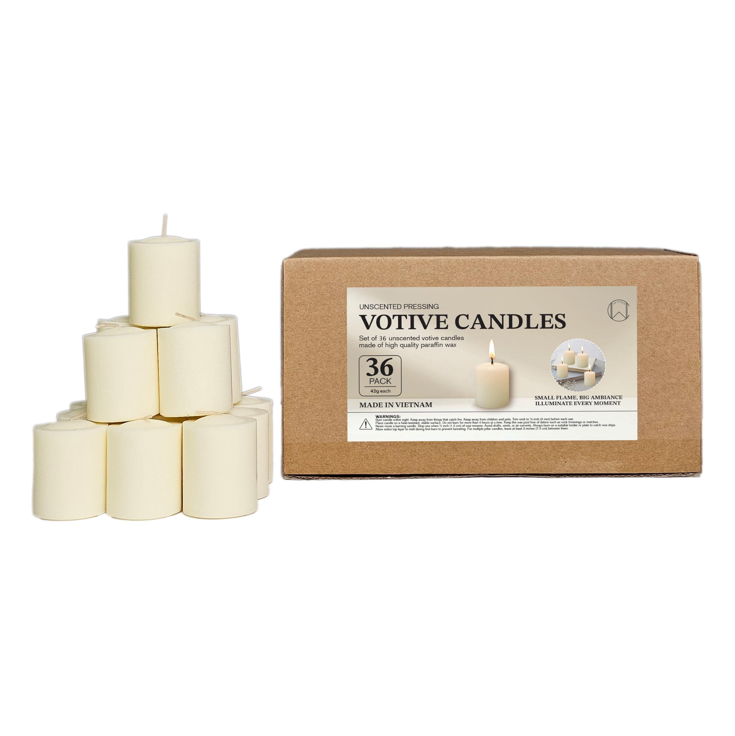 CW Studio Candele votive pressanti non profumate, lunghe ore, senza fumo e antigoccia, cera di alta qualità con stoppino in cotone, perfette per matrimoni, eventi, casa e decorazioni romantiche (36