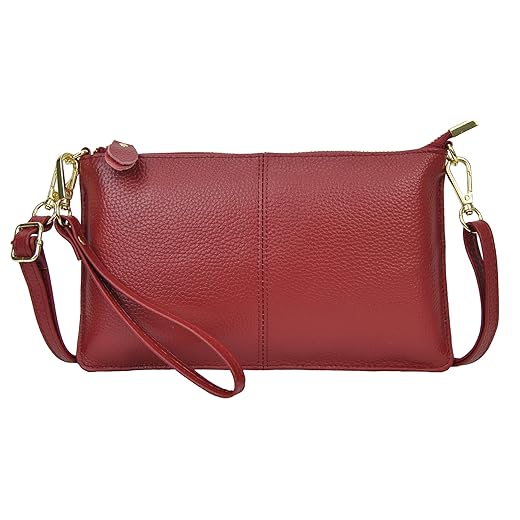 NGIL Bolsa tiracolo feminina de couro legítimo, bolsa feminina, bolsa de ombro chique, carteira de pulso pequena, zíper dourado
