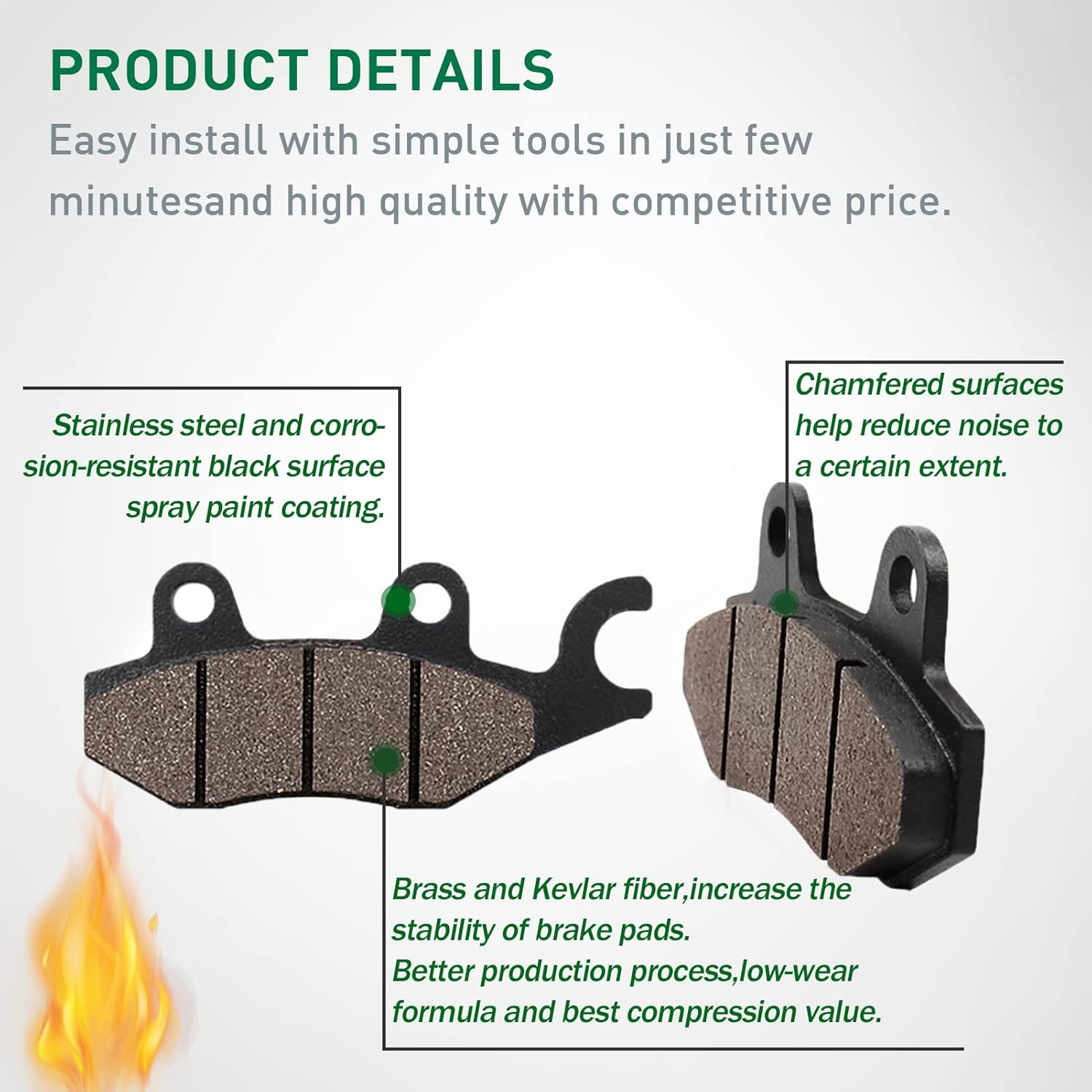 Front And Rear Brake Pads For Kawasaki KVF300 Brute Force 300 - Foto 2