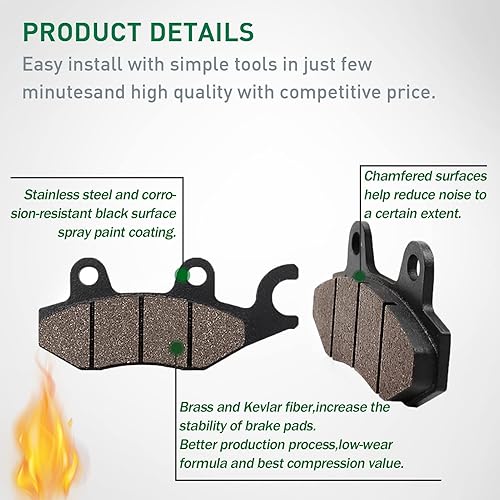 Miniatura 3 de Cyleto Pastillas de freno delanteras y traseras para Kawasaki Ninja 400 250R 300 EX250 EX400 2008-2023 W175 2018-2019 Z250SL 2014-2018 Z400 KLR650