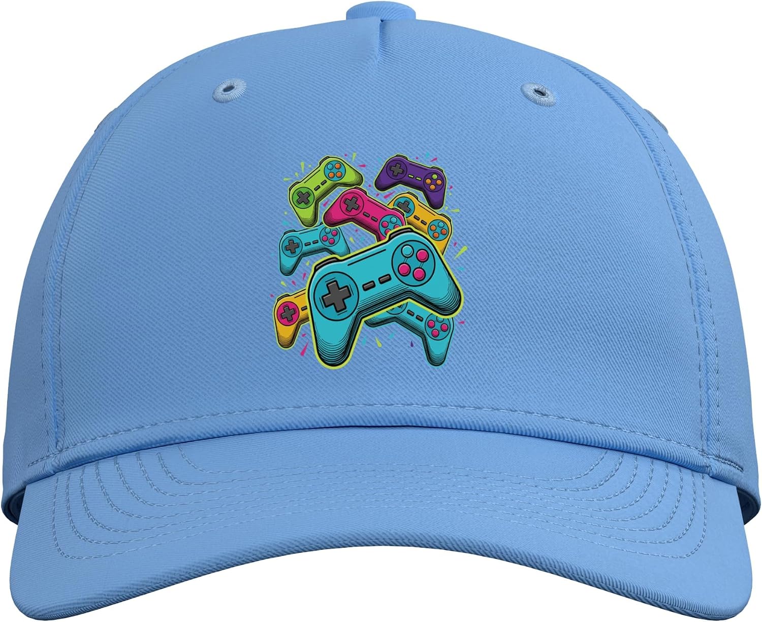 Retro Video Game Controllers Colorful Gaming Art for Gamers Adjustable Baseball Hat image 2