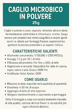 Powder Rennet 25g - Cheese Rennet, Microbial Strong Coagulant for Cheese 1g/20L Milk