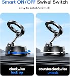 Support de voiture pour MagSafe Tous les Smartphones Rotation One-Tap pour les appels, N55 Aimants Stay Rock-Solid ABS Aimante Silicone Nano Gel Suction et 24 N55 Support de réglage 180/360 pour aimants Twist-Lock -Noir
