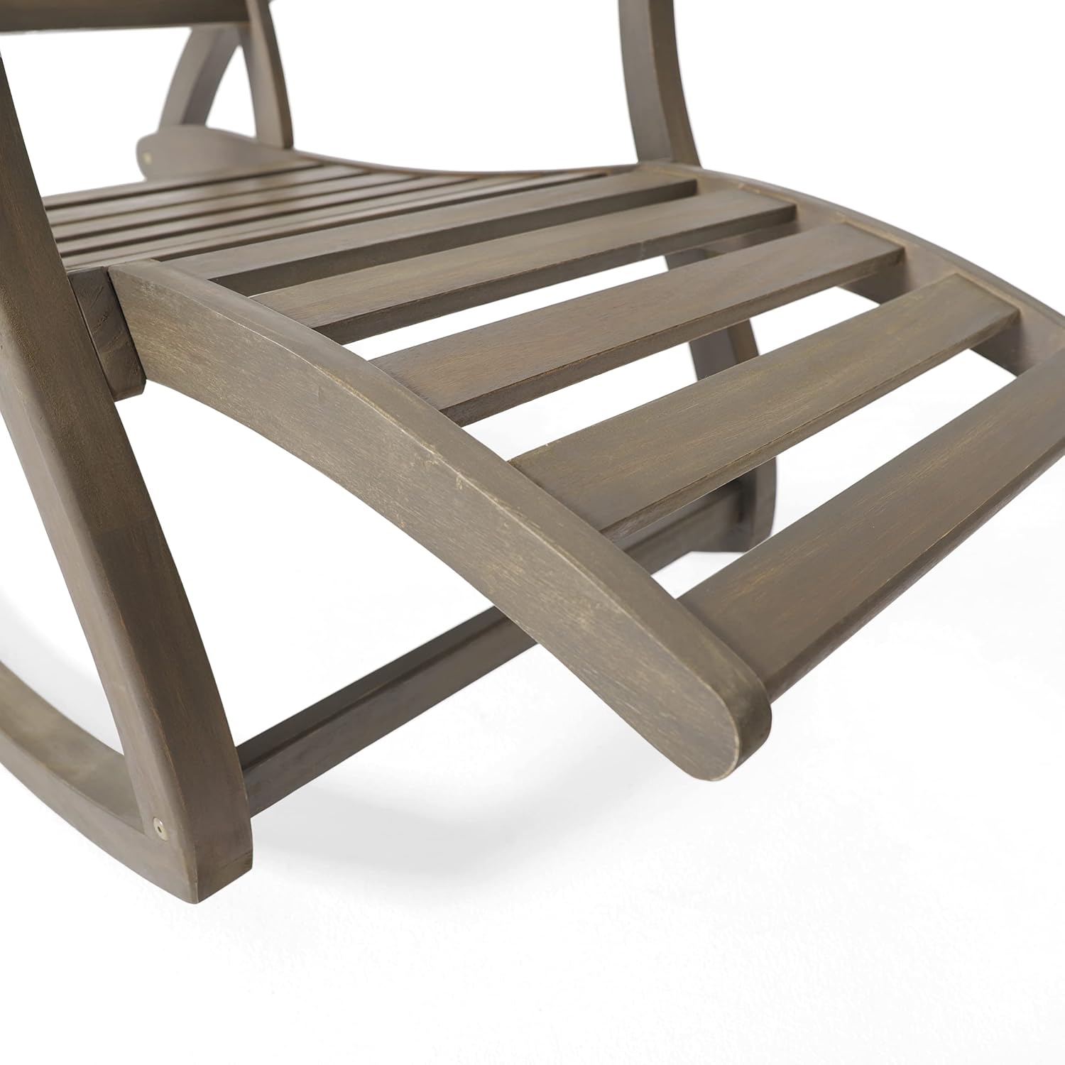 Outdoor Wood Rocking Chair with Footrest - Comfy Patio Rocking Chair Indoor Wooden Rocking Chair with Footrest for Garden Front Porch Lounge Lawn Bedroom Living Room (1)