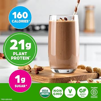Orgain Organic Vegan 21g Protein Powder, Chocolate Peanut Butter, 2.03 lb