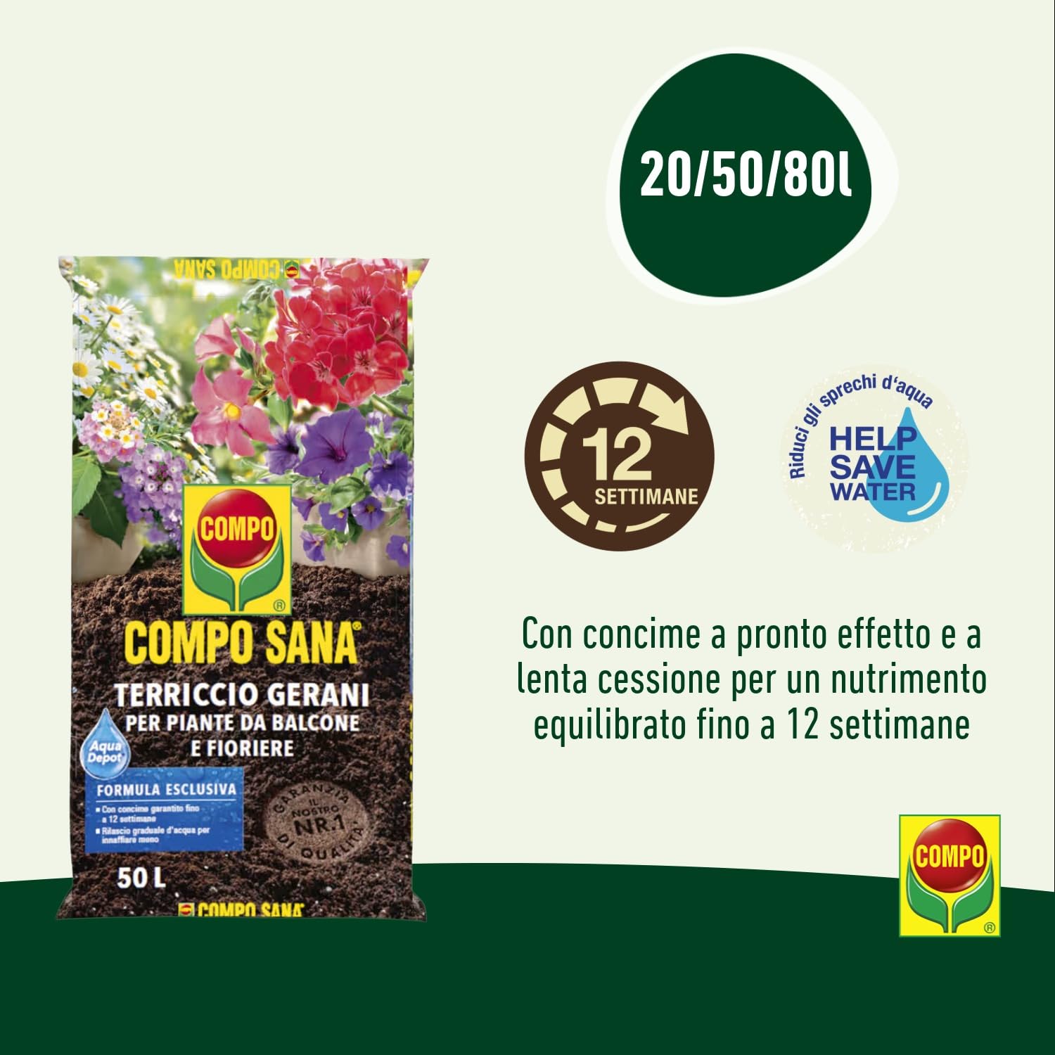 Compo Sana - Mantillo para geranios, saco de 20 litros
