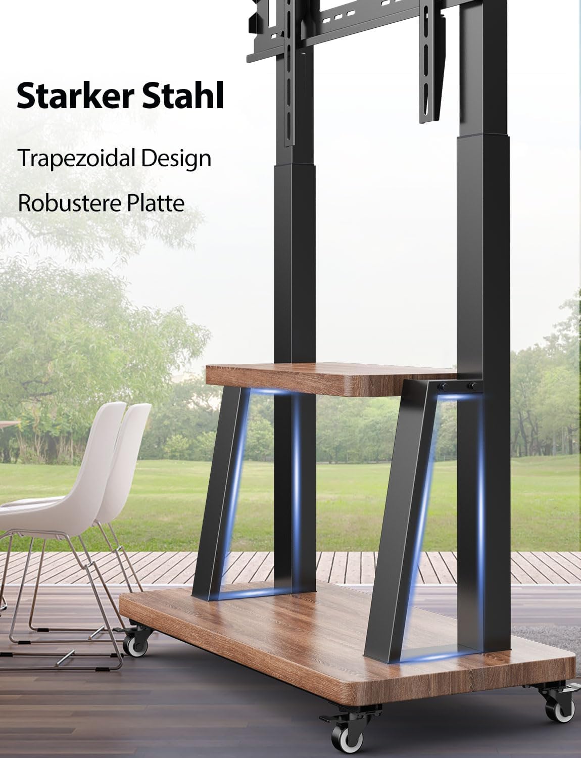 Rollbarer TV Ständer für 32-100 Zoll Fernseher,Professioneller Monitor Stand mit Rollen höhenverstellbar,max VESA 900x600 Last bis 80kg Wohnzimmer Schlafzimmer Büro Universeller TV Standfuss