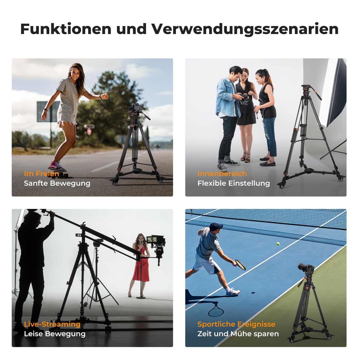K&F Concept Aluminium Heavy Duty Stativ Dolly – Bild 7