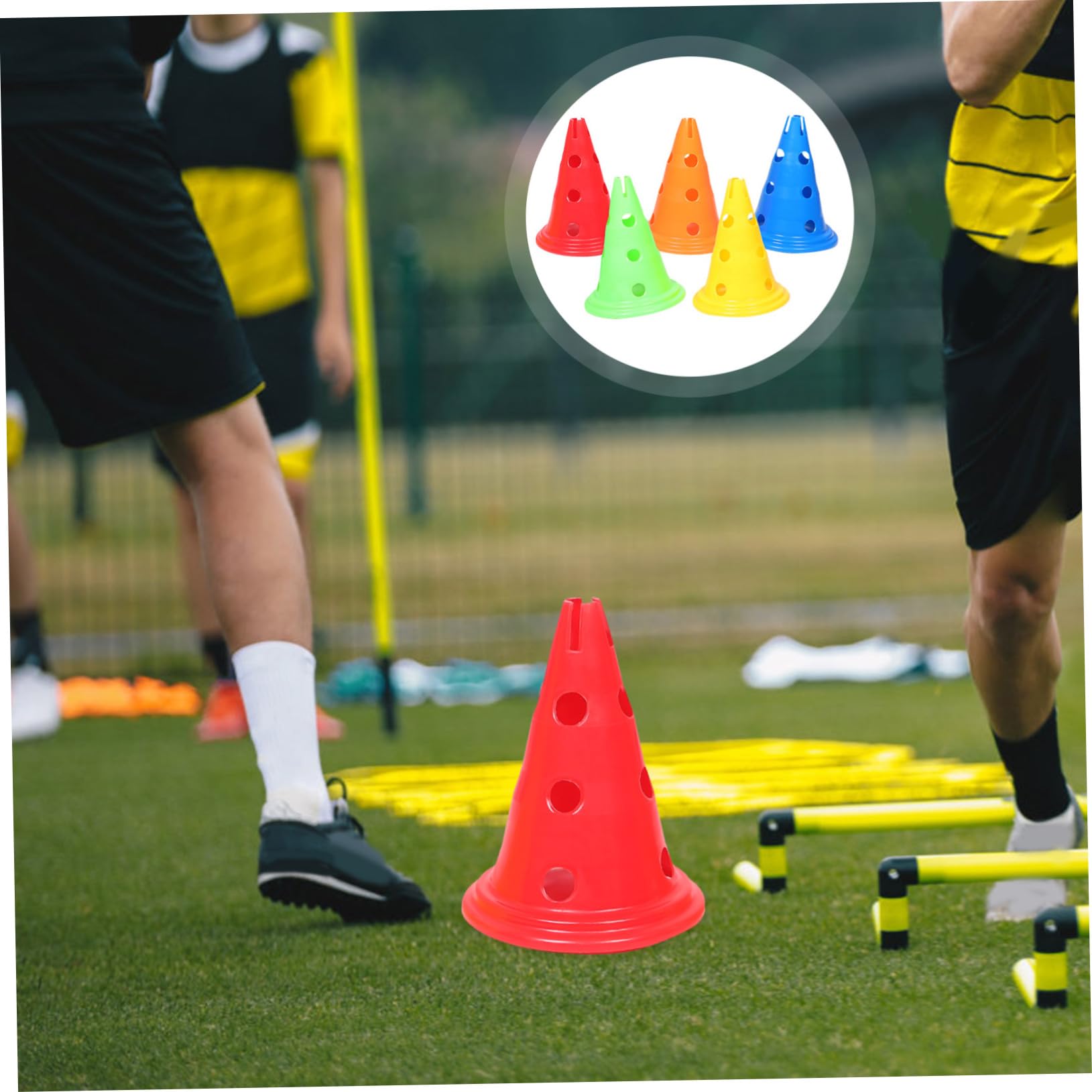 Conos De Entrenamiento Deportivos De Plástico 30 Cm Redondos Agujero, 5 Piezas, Color Naranja, Conos De Agilidad para Fútbol, Baloncesto y Ejercicios Al Aire Libre