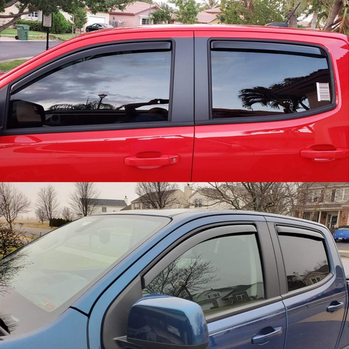 Lightronic WV194995 in-Channel Side Window Visor Deflector Rain Guard, Dark Smoke Shatterproof, 4-Pieces Set for 2015-2022 Chevrolet Colorado & GMC Canyon Crew Cab
