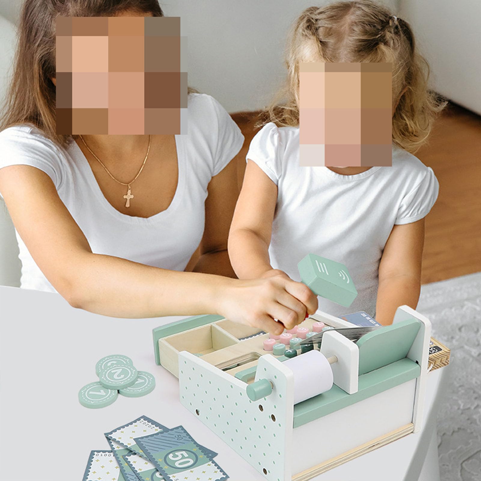 Zabawkowa kasa fiskalna na udawanie, zabawka do nauki pieniędzy | Zabawka w postaci kasy fiskalnej, zestaw do zabawy w kasjera, zabawka do wczesnej nauki matematyki