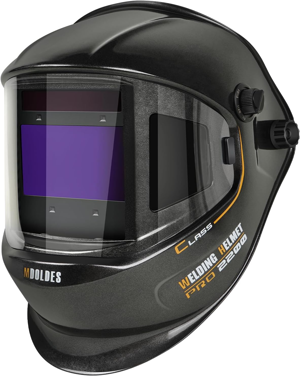 MDOLDES? Large Angle True Color Solar Automatic dimming Welding Helmet, 4 arc sensors with Wide Shading Range of 4/5/9-13, Welding mask Suitable for TIG MIG ARC Welding mas black