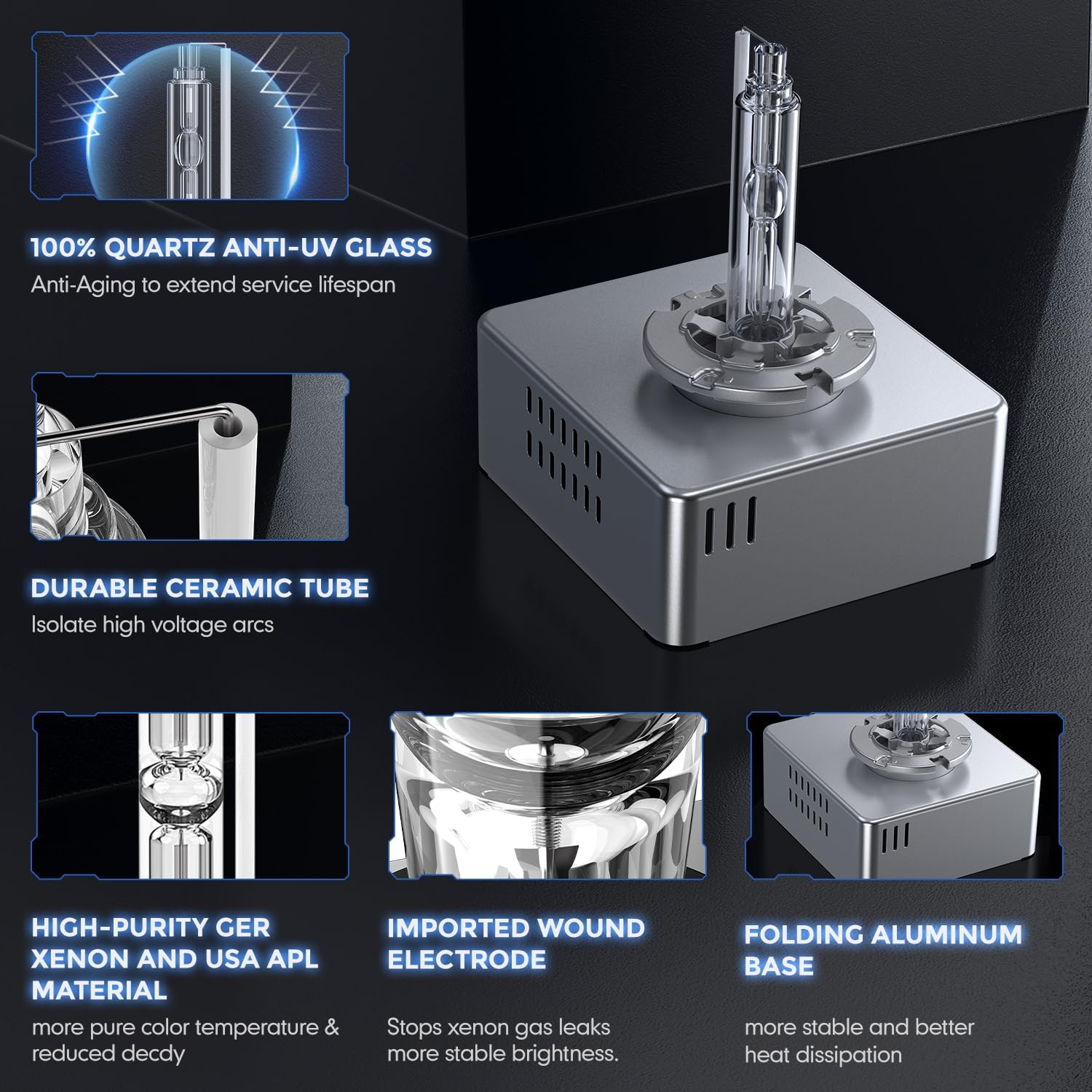 D5S HID Bulbs, 6000K 35W Cool White Xenon D5S High Low Beam HID Bulb Xenon Replacement Bulb Pack of 2