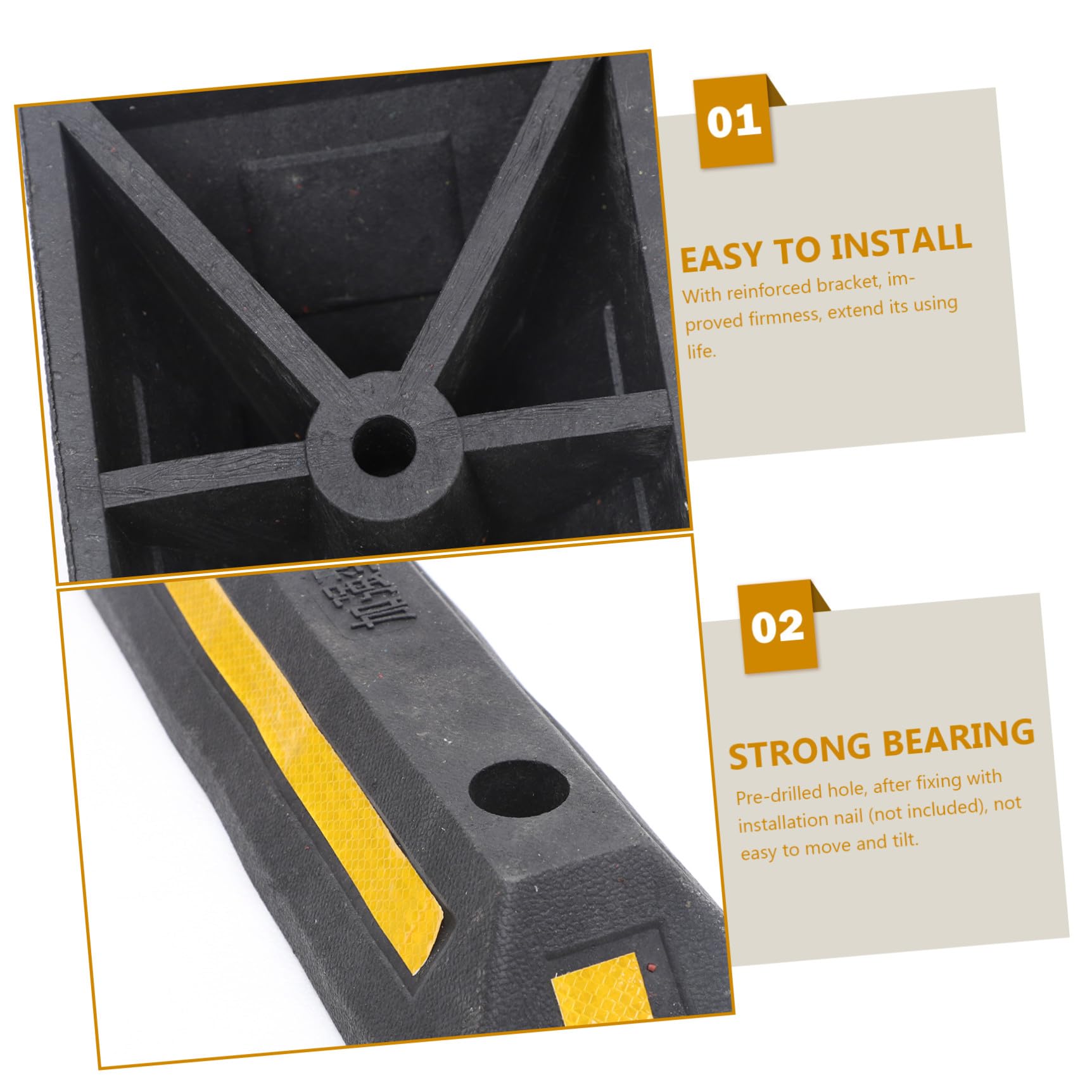 GANAZONO Tope De Estacionamiento De Caucho Resistente 480x130x80 Mm Cinta Reflectante para Garaje y Aparcamiento Urbano Seguridad Vehículos Domésticos