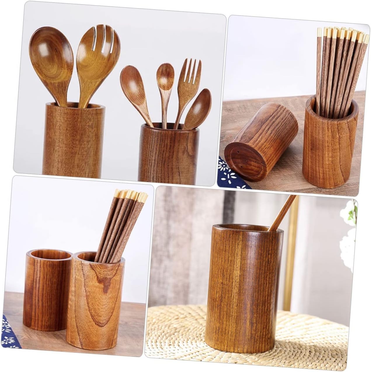 Solid Wood Kitchen Utensil Holder Elegant Chopsticks Canister for Cutlery Storage and Organization Practical Container for Home Use and Housewarming