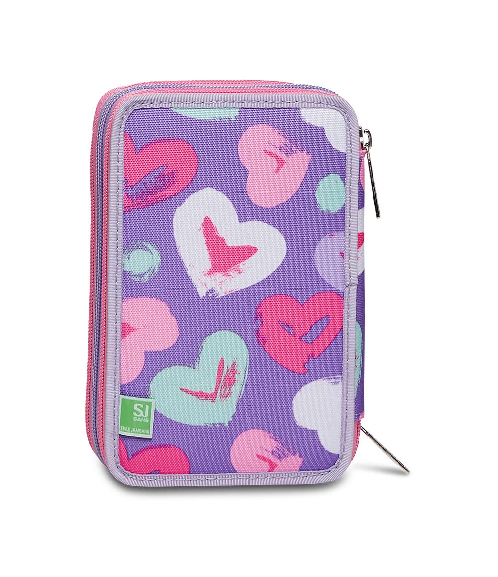 SJ GANG STYLE JAM GANG Astuccio 3 ZIP Bambine e Ragazze, Rosa, 12,5 x 20 x 7 cm