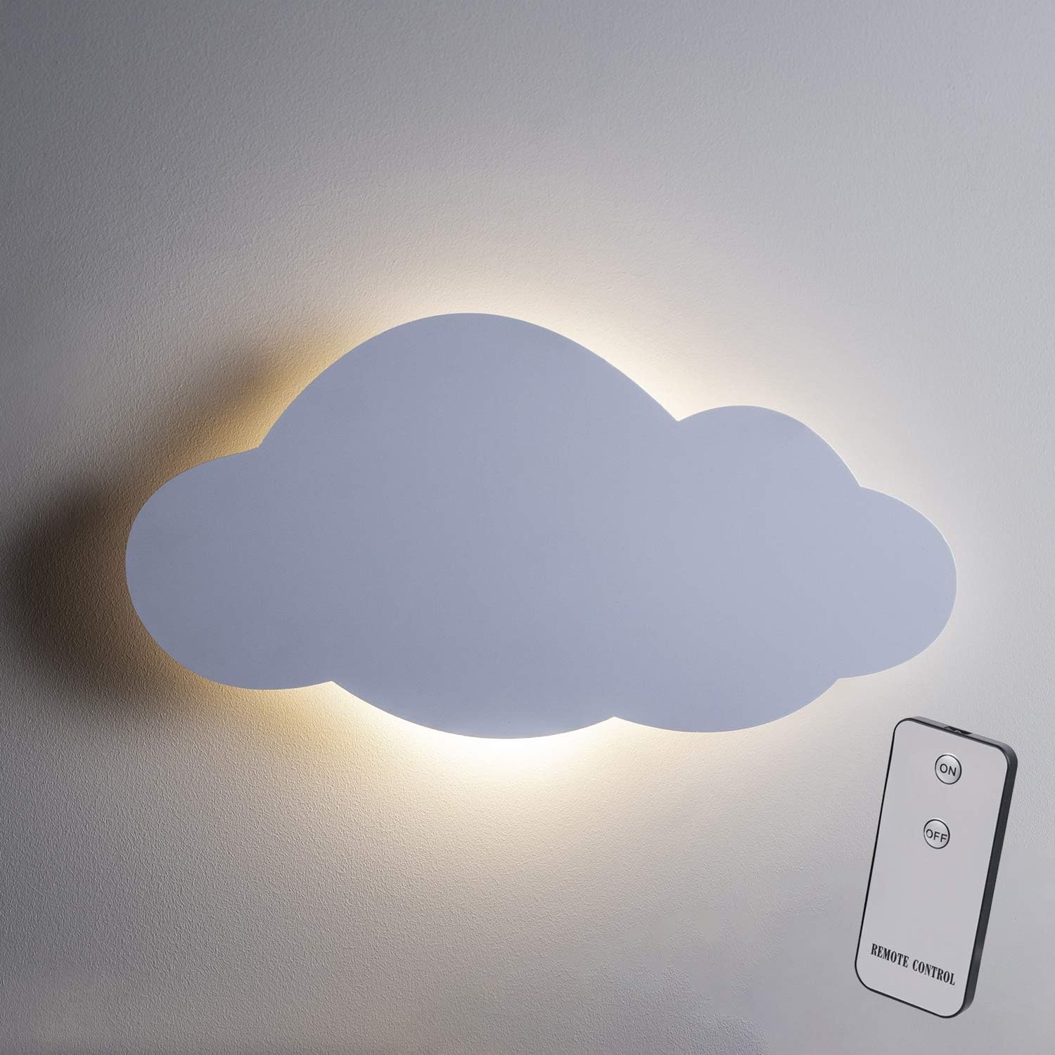 Lights4fun, Inc. 18" Cloud Wall Night Light Battery Operated 9 LED Kid's Bedroom Floating Lamp Decoration with Timer & Remote Control