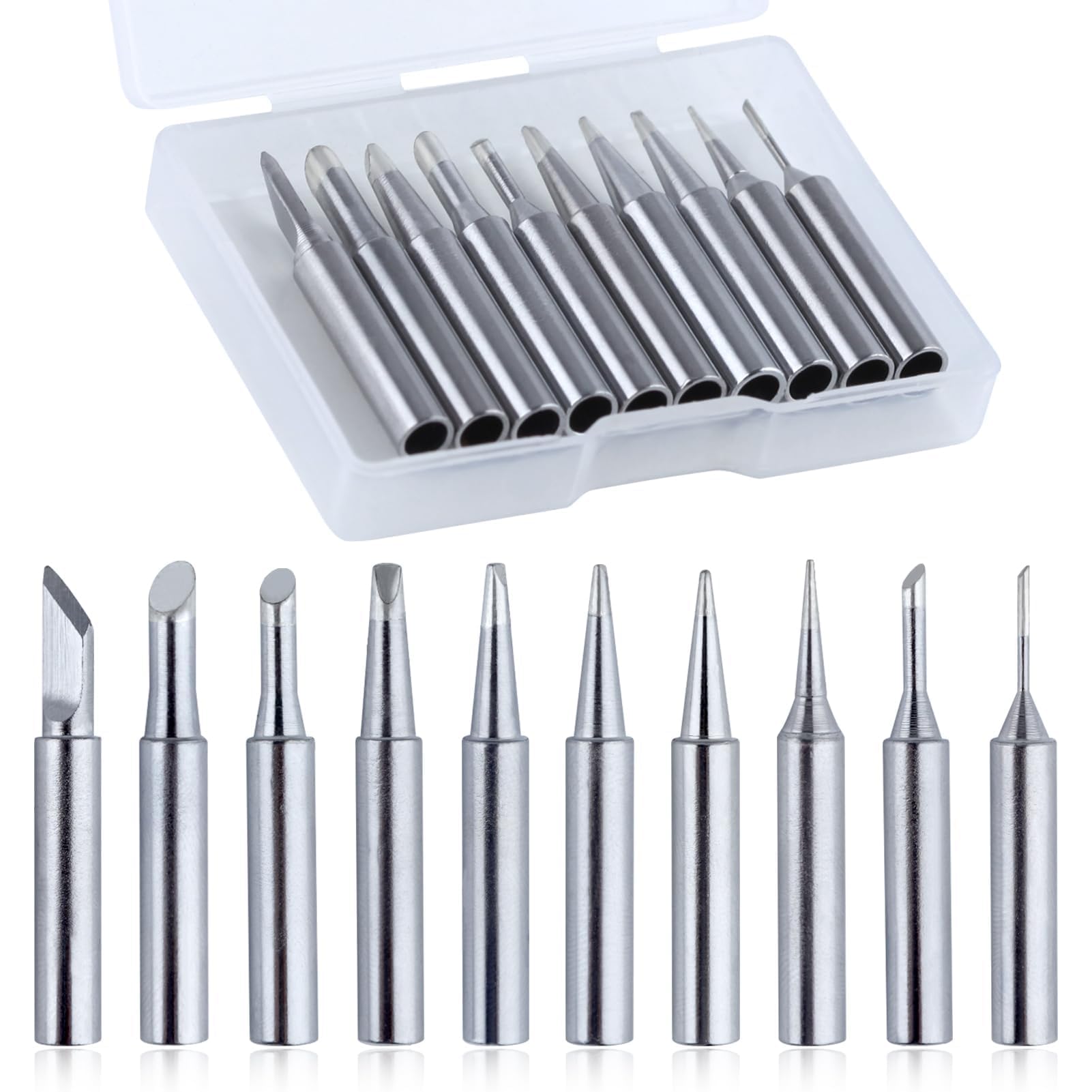 10PCS Soldering Iron Tips 900M-T-I/B/K/D/C Replacement Solder Tips Kit for HAKKO 936,937,907 Atten, Quick, Aoyue, Yihua,Vastar,Sywon,Tabiger,SOAIY and X-Tronic Soldering Station