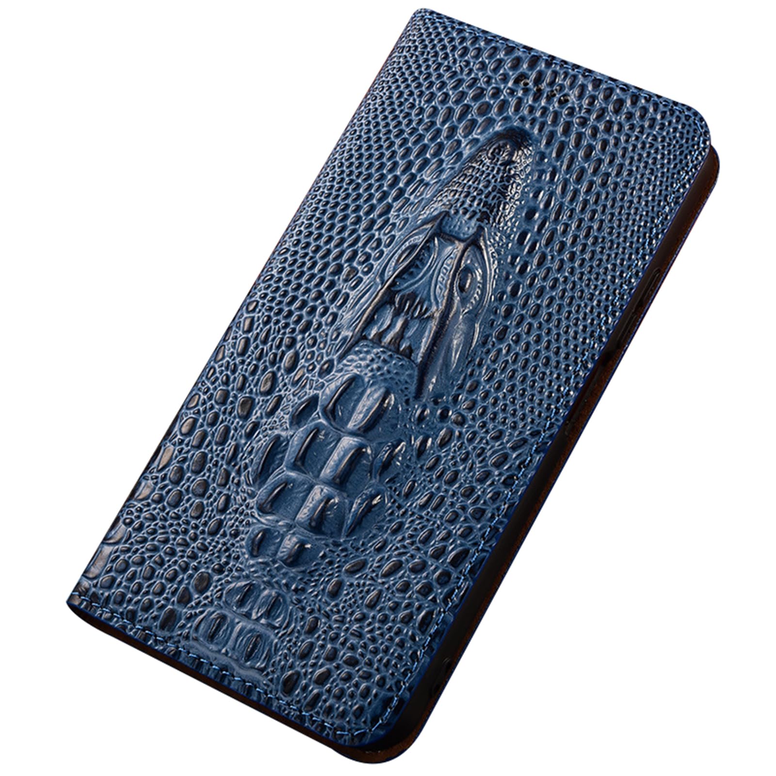 Housse cuir Huawei Pura 90, étui à clapet bleu style crocodile pour le quotidien