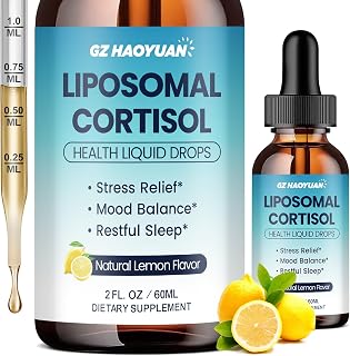 Liposomal Cortisol Supplement Liquid Drops, Cortisol Supplement for Women with Magnesium, Ashwagandha, L-Theanine & Phosphatidylserine, Cortisol Detox for Hormone Balanced, Mood & Sleep, Lemon 2 Fl Oz