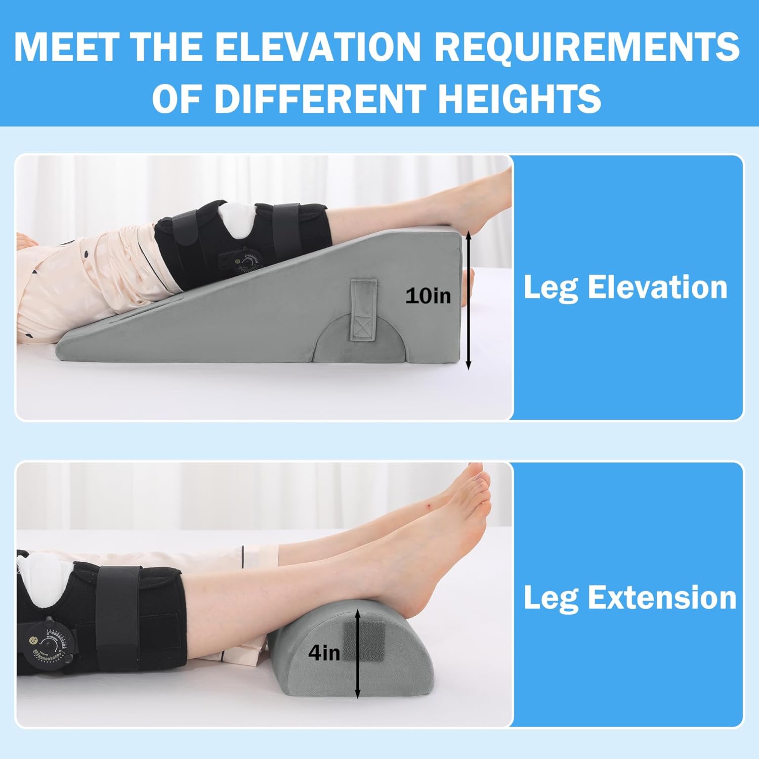 ROYALAY Knee Replacement Pillow, Leg Pillow for Knee Surgery Recovery with Different Height, Leg Surgery Recovery Equipment for Hip Foot Ankle, Single