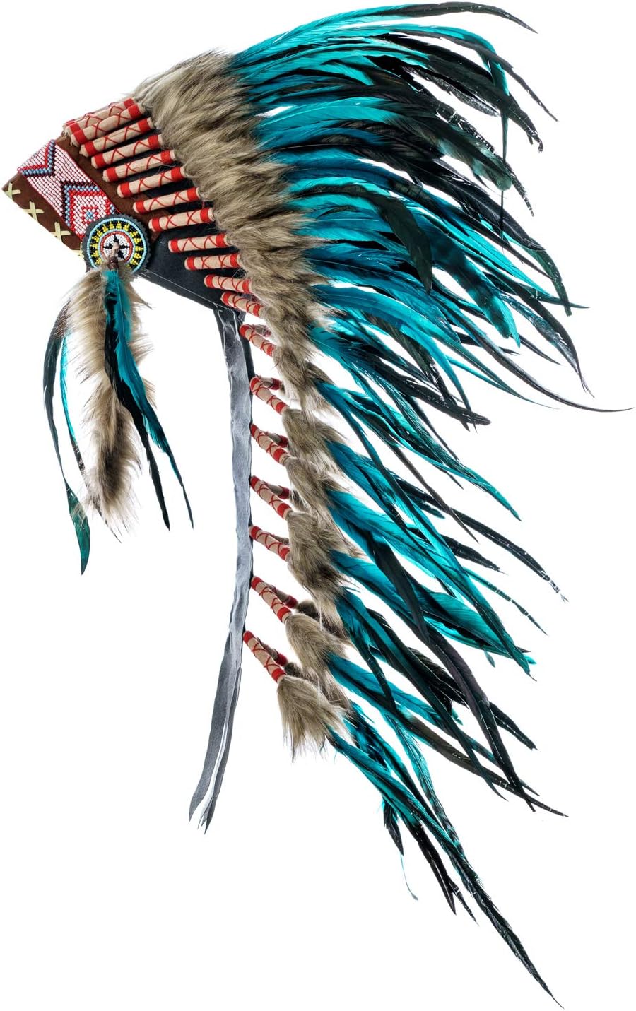 Novum Crafts Feather Headdress | Native American Indian Inspired | Aqua