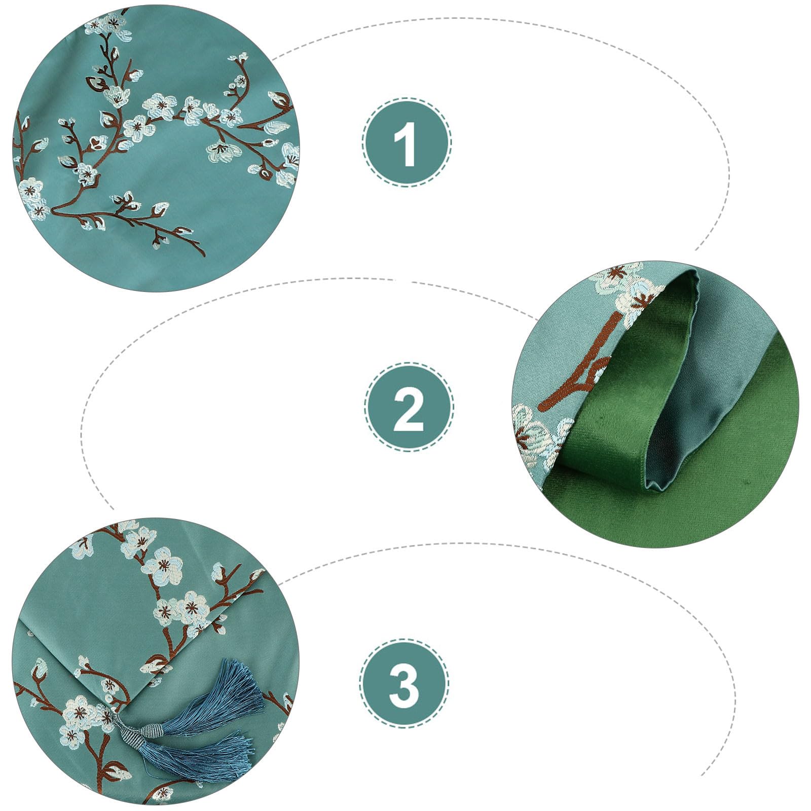 SHINEOFI Tischläufer in Grün aus Polyester mit Pflaumenblütenmuster Moderner Dekorative Tischdecke im Chinesischen Stil für Home Gatherings und Picknicks