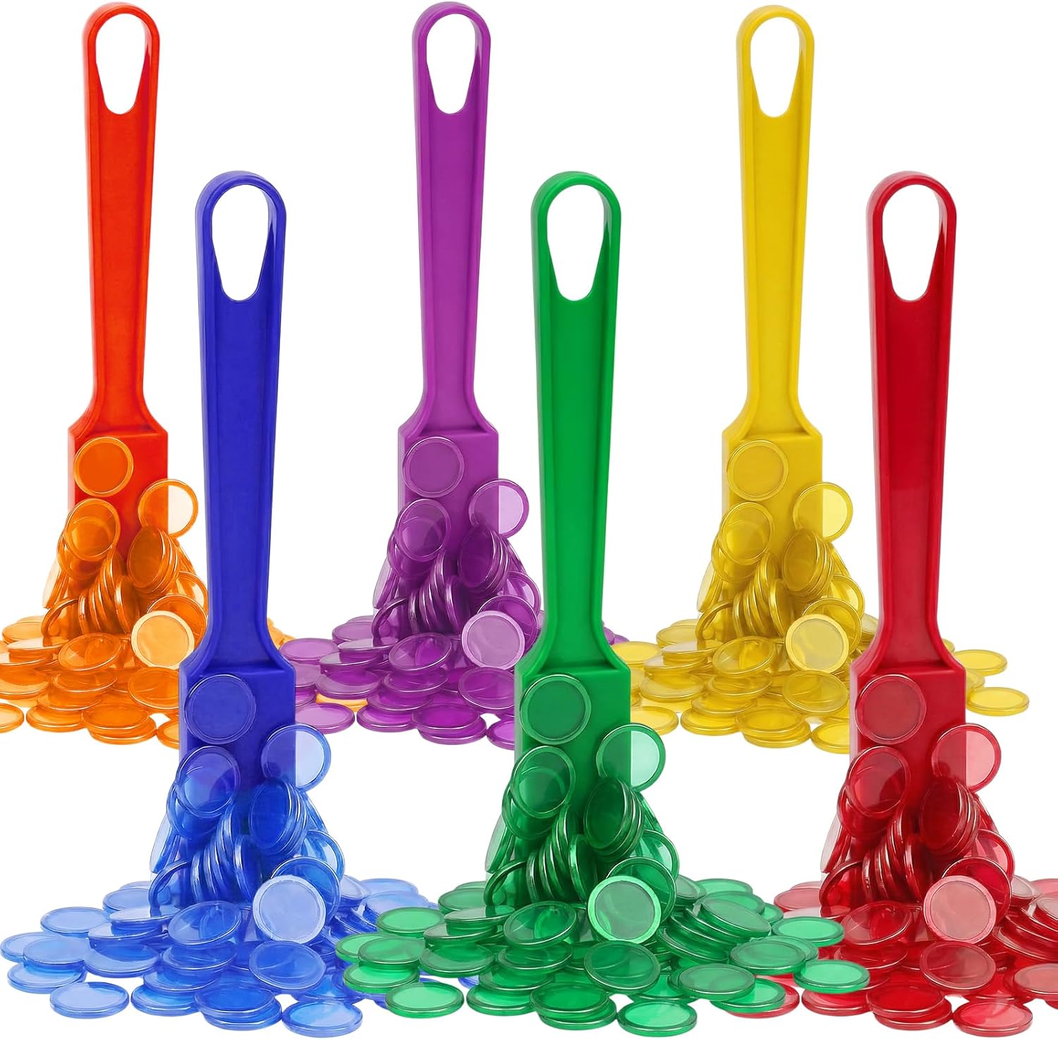 Coopay Magnetic Bingo Wand Chip Set - 7 Pack Magnetic Wands, 350 Colorful Metal Chips for Kids Classroom Science Learning Counting Family Game Night Educational