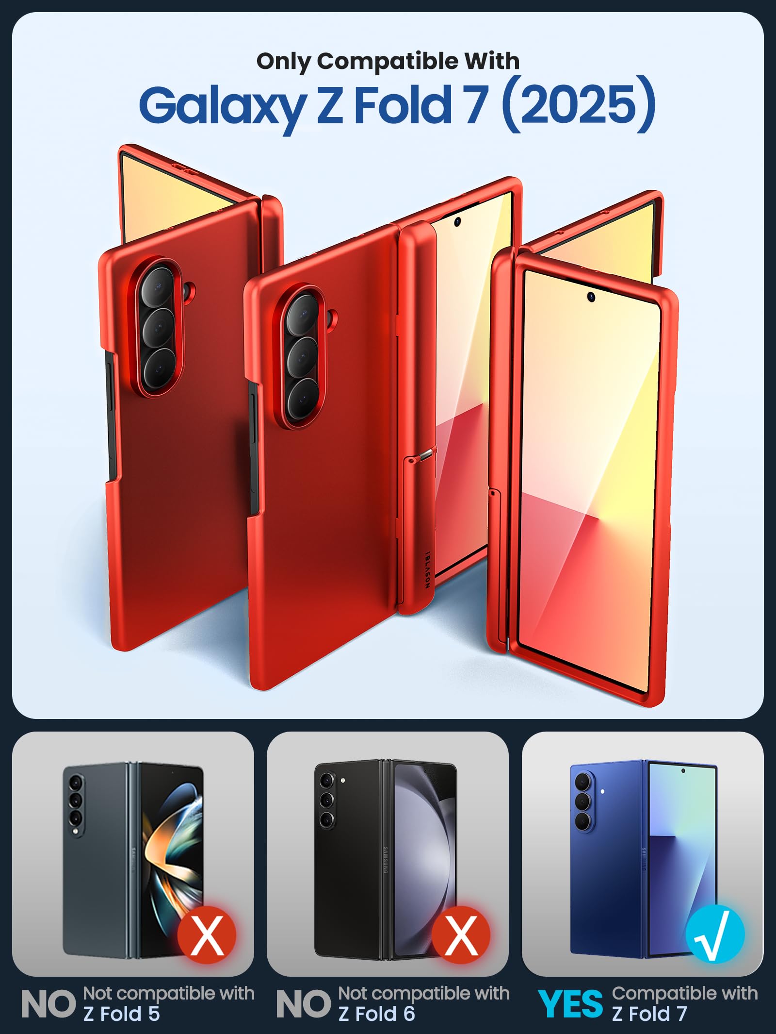 i-Blason Funda para Samsung Galaxy ZFold 7 [Cosmo] con Soporte MagSafe y Soporte para Bolígrafo S [Protector de Pantalla de Vidrio Templado Integrado] Magnética Case (Rojo)