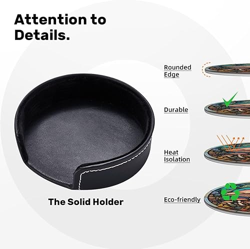 Miniatura 6 de Posavasos de hongos para bebidas, decoración de hongos, posavasos de bar para mesa de café, posavasos de cuero para taza de café, juego de 6 con