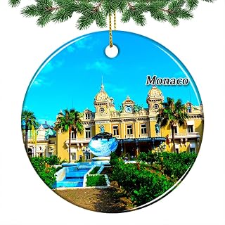 Monaco Monte Carlo Christmas Ornament 2022 Hanging Xmas Tree Pendant Decoration Double Sided Ceramic Souvenir Travel Gift 2.8 Inch