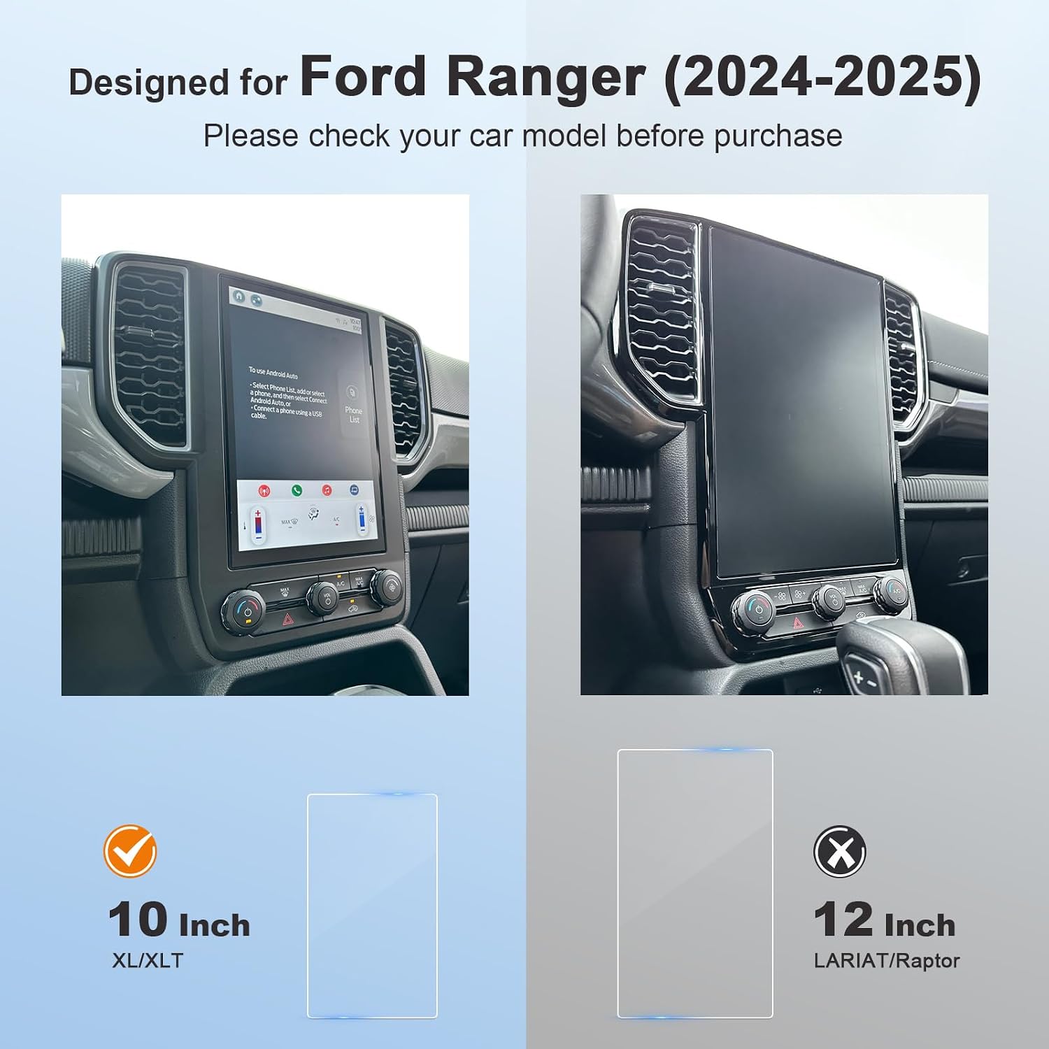 for 2024 Ford Ranger Screen Protector for 2024-2026 Ford Ranger XL/XLT SYNC 4A 10-in for 2025 Ford Ranger Pickup Truck Accessories Anti-Scratch Tempered Glass Protective Film