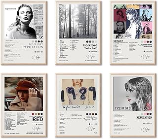 Taylor Swift Poster Taylor Swift Album Cover Posters 6 Set 8x12 inch Music Posters Album Signed Cover HD Print Room Folklore Poster Aesthetic Pictures for Bedroom Music Classroom Wall Decor