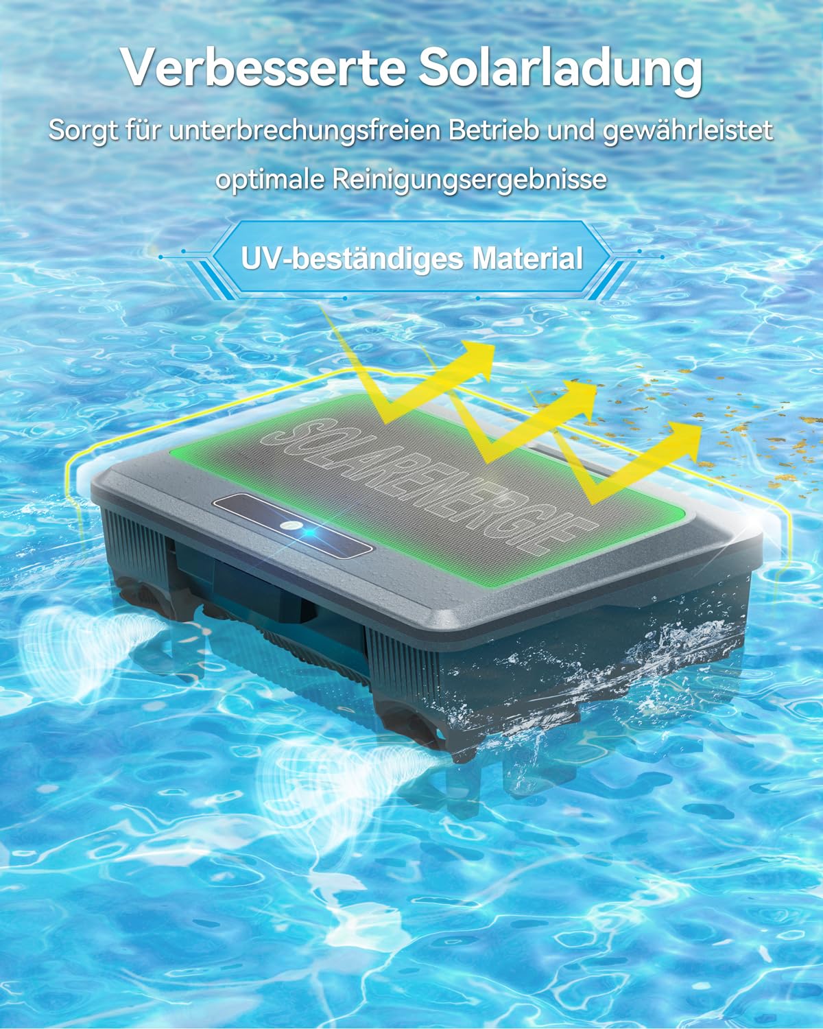WAVIO 2026 Neu F1T Solar Pool Skimmer Roboter, Poolroboter Akku mit App-Steuerung, Duale Ladeoptionen, intelligenter Hindernisvermeidung und 24/7 Kontinuierliche Reinigung, ideal für Aufstellpools