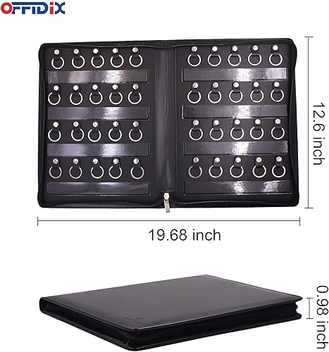 Miniatura 3 de OFFIDIX Estuche grande con cremallera, gabinete portátil de cuero para llaves, 40 ganchos para llaves, organizador de llaves para gerente y