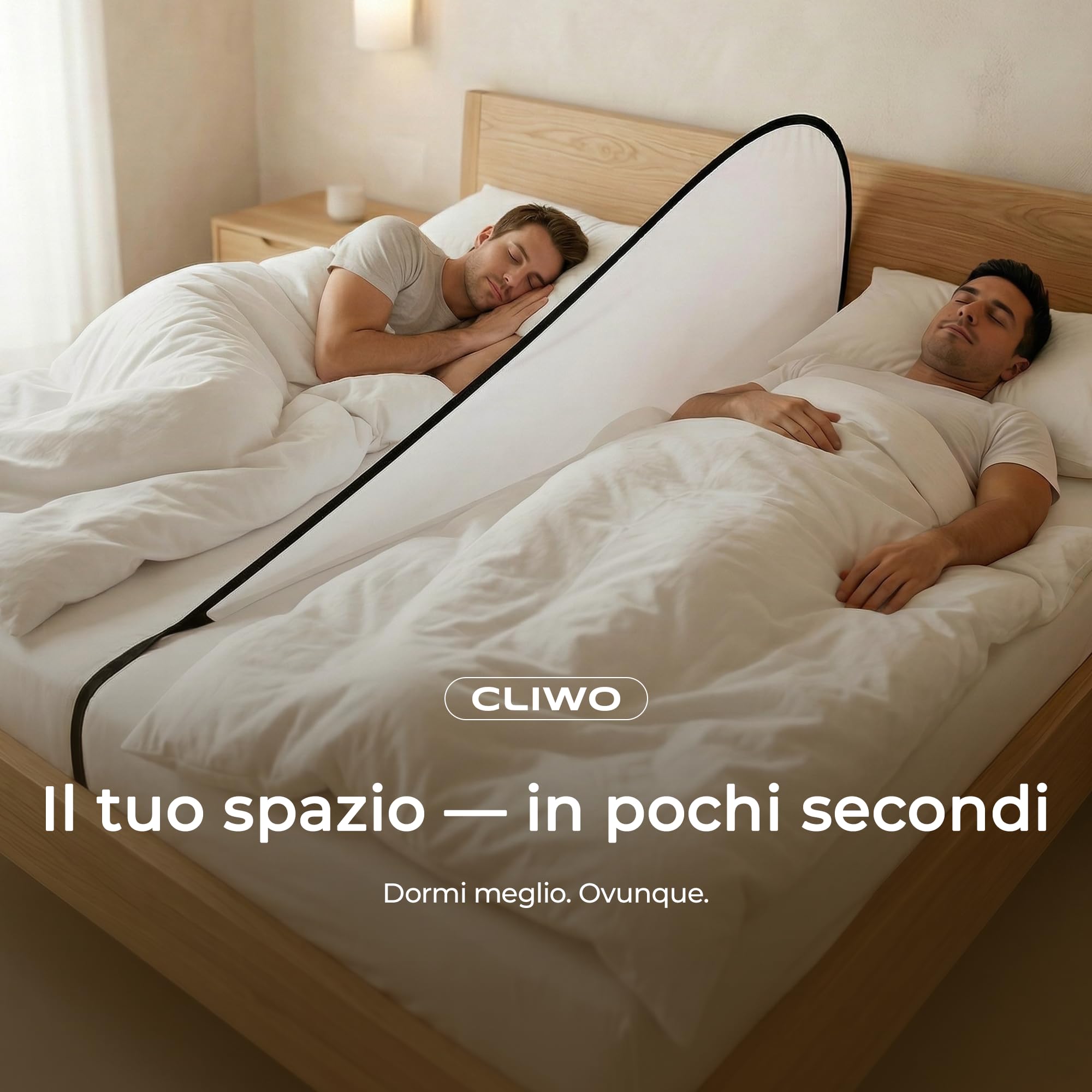 Divisorio Letto Portatile – Separatore per Letto Matrimoniale e Singolo | Privacy e Comfort per Dormire Meglio | Ultraleggero (400 g) | Facile da Montare | Ideale per Viaggi, Hotel, Famiglia