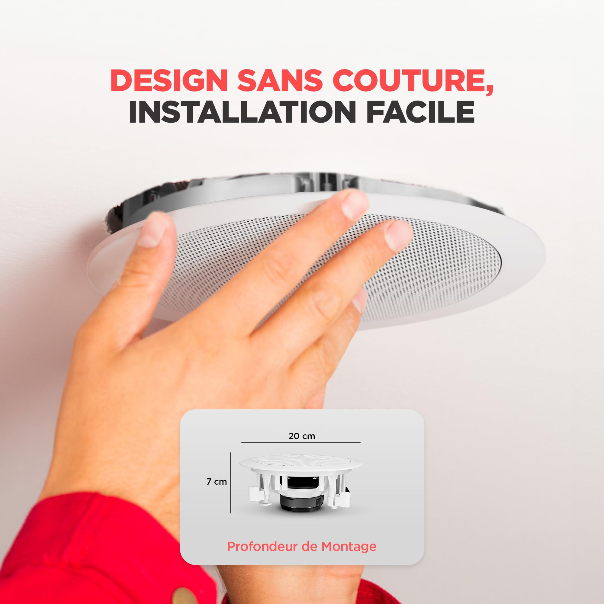 Pyle Home Enceinte Murale/Plafond de 13,3 cm - Paire d'Enceintes Médium-Grave à 2 Voies avec Woofer et Tweeter à Dôme en Polymère de 2,54 cm- Design Encastré - Haut Parleur Encastrable Plafond