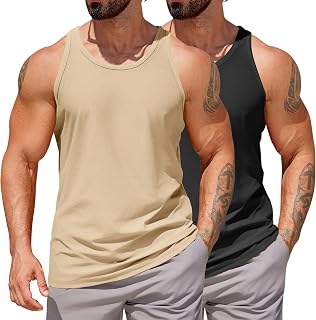 COOFANDY Men's Workout Tank Tops 2 Pack Y Back Sleeveless Shirts Gym Muscle T Shirt Bodybuidling Athletic Stringer Tee